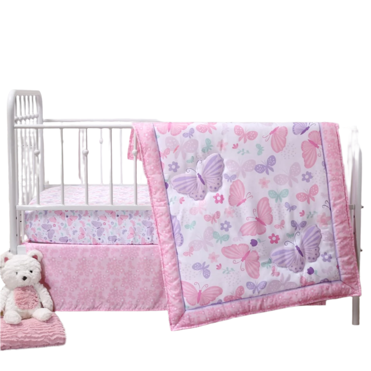 3 Piece Baby Crib Bedding Set for Girls - Newborn, Infant & Toddler Nursery Bed Set