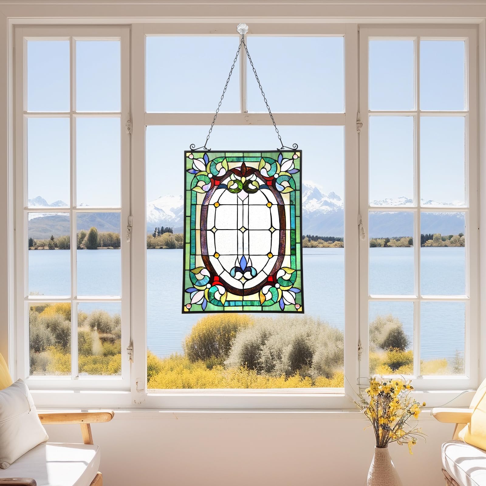 Dancing Style Stained Glass Window Hangings Panels 17" W x 22" H Fine Handicrafts