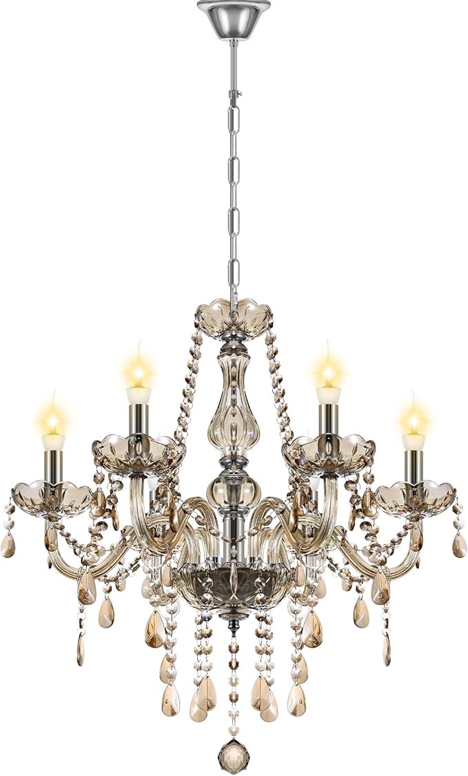 Clear Crystal Chandelier Candle Pendant Lamp Ceiling Living Room Lighting
