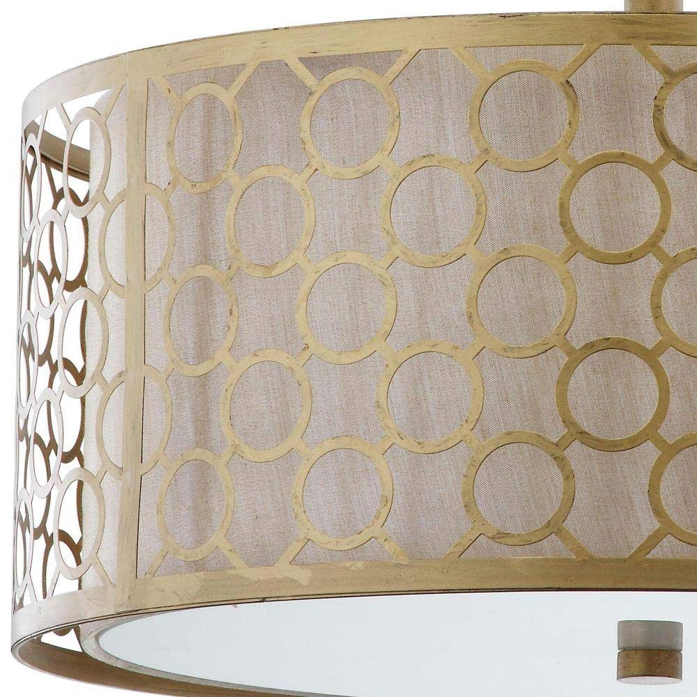 Collection Giotta Farmhouse Antique Gold 16-inch Diameter Semi Flush Mount