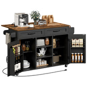 Kitchen Island with Power Outlets & Drop Leaf, Kitchen Cart with Storage