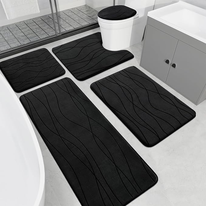 Memory Foam Bathroom Rug Sets 3 Piece