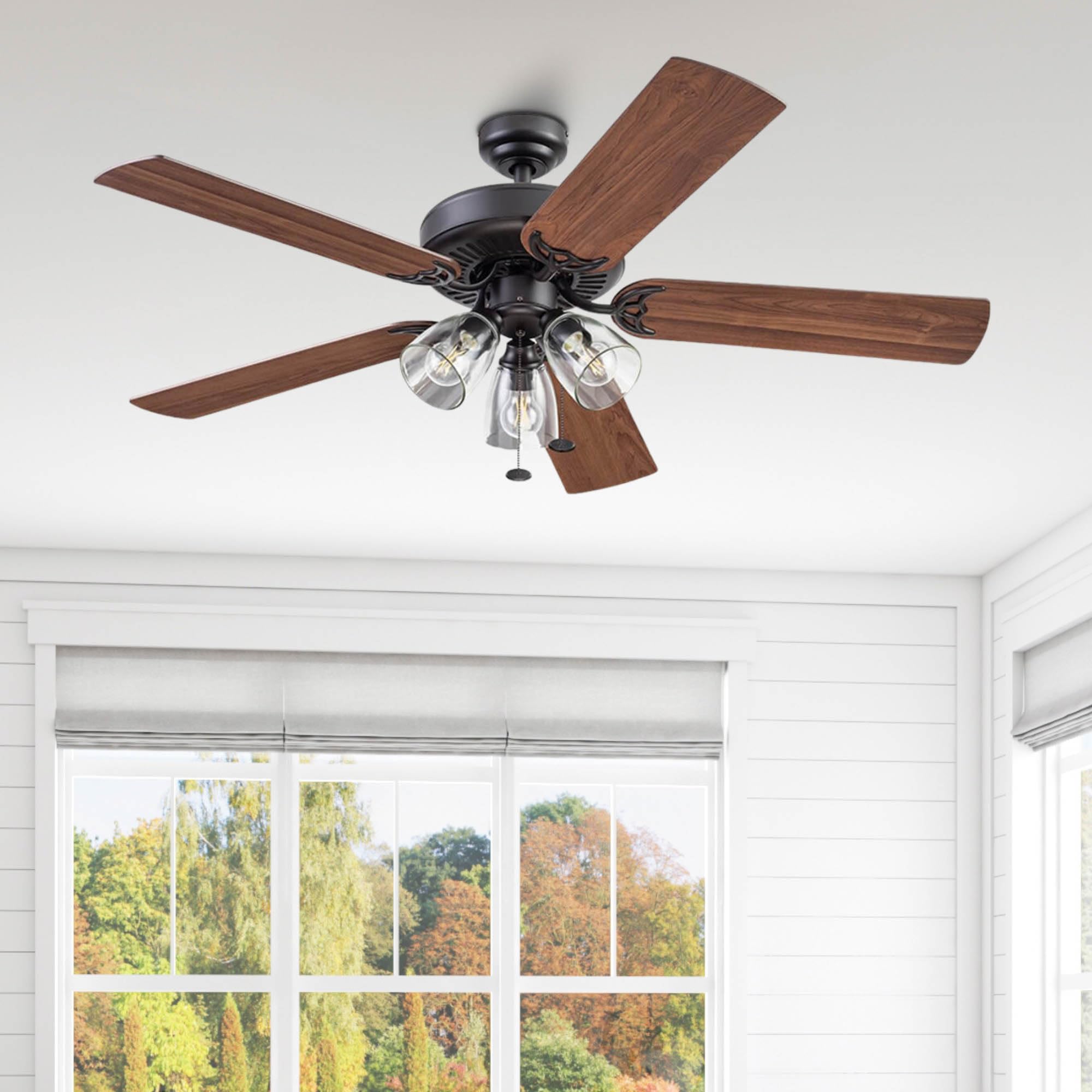 Saybrook, 52 inch Indoor Farmhouse LED Ceiling Fan with Light, Pull Chain