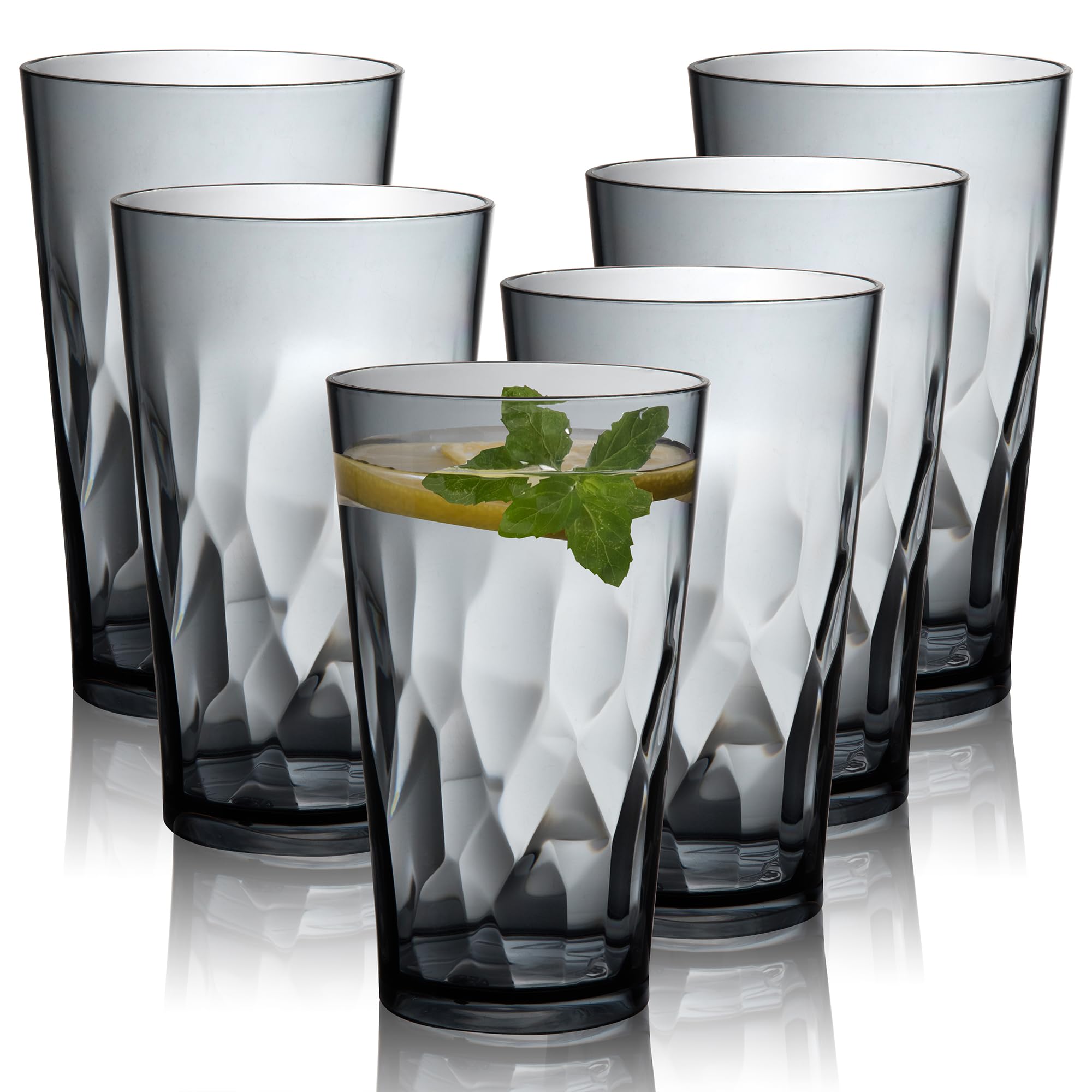 Plastic Drinking Glasses, Set of 6, Shatterproof Drinking Cups, Plastic glass cup