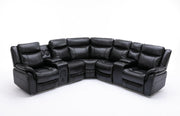 Reclining Sectional Sofa with Bluetooth Speakers, Faux Leather
