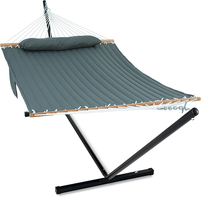 2 Person Hammock with Stand for Outside, 12ft Heavy Duty Steel Stand