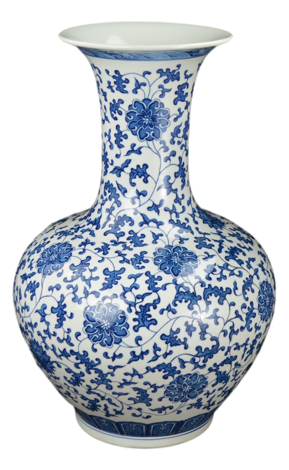 and White Large Floral Porcelain Vase