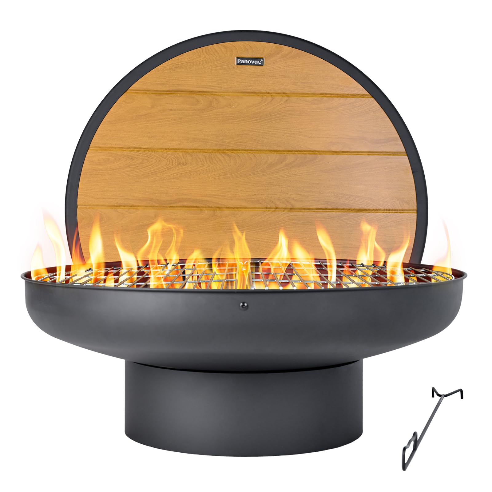 Lid,Heavy Duty and Deep Fire Bowl,Outdoor Wood Burning BBQ Grill Firepit