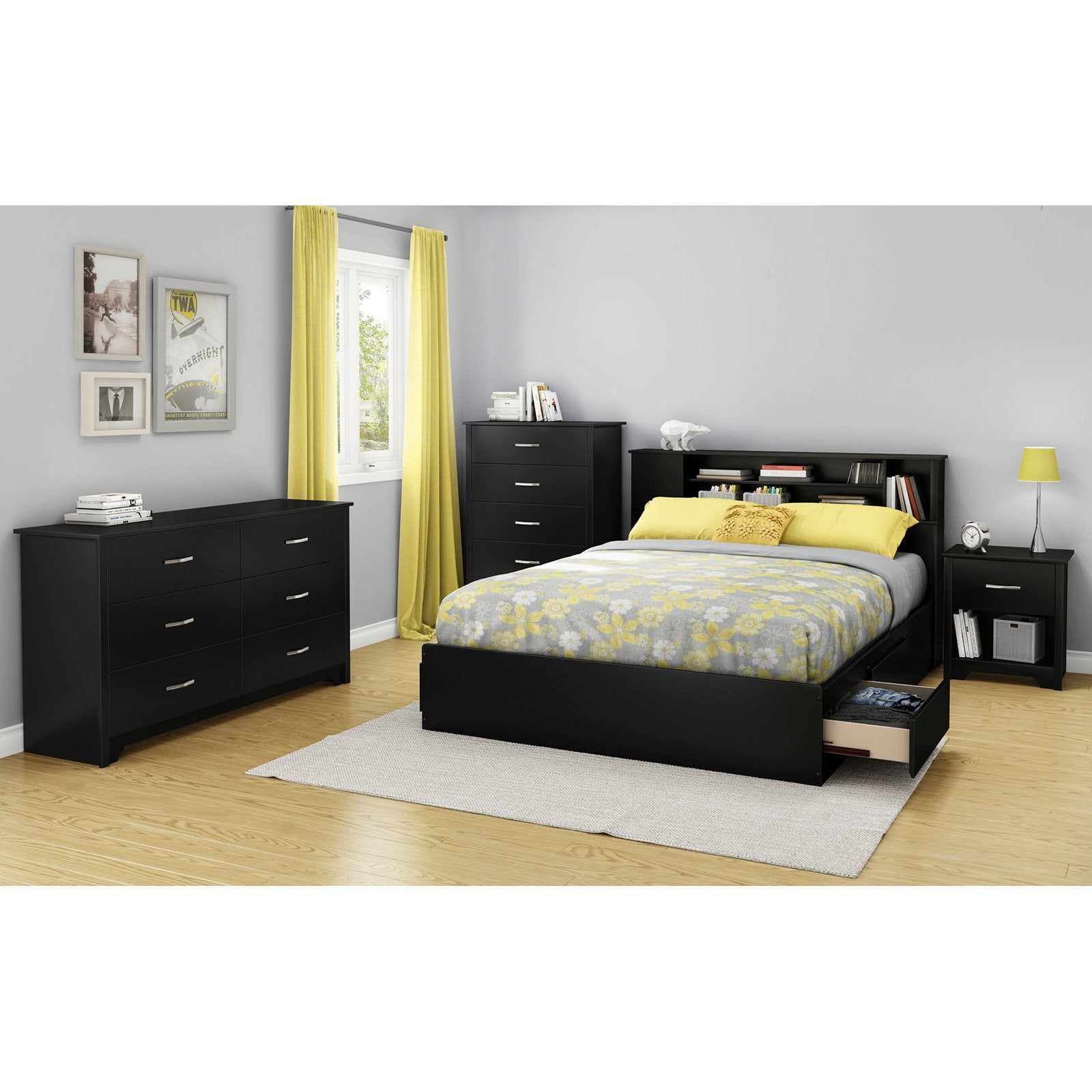 Fusion 6-Drawer Double Dresser Pure Black