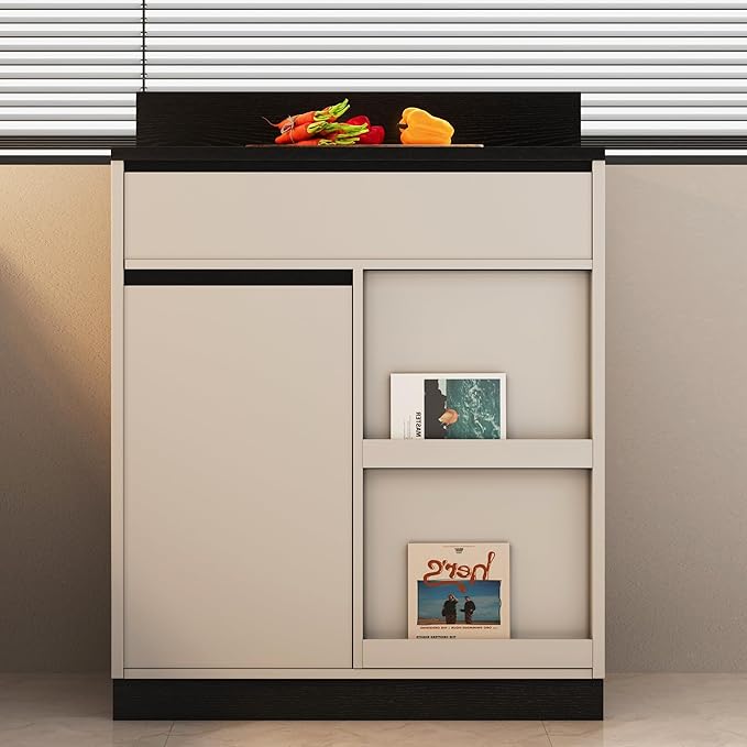 Buffet Cabinet with 2 Doors & 6 Drawers - Modern Sideboard Storage Cabinet