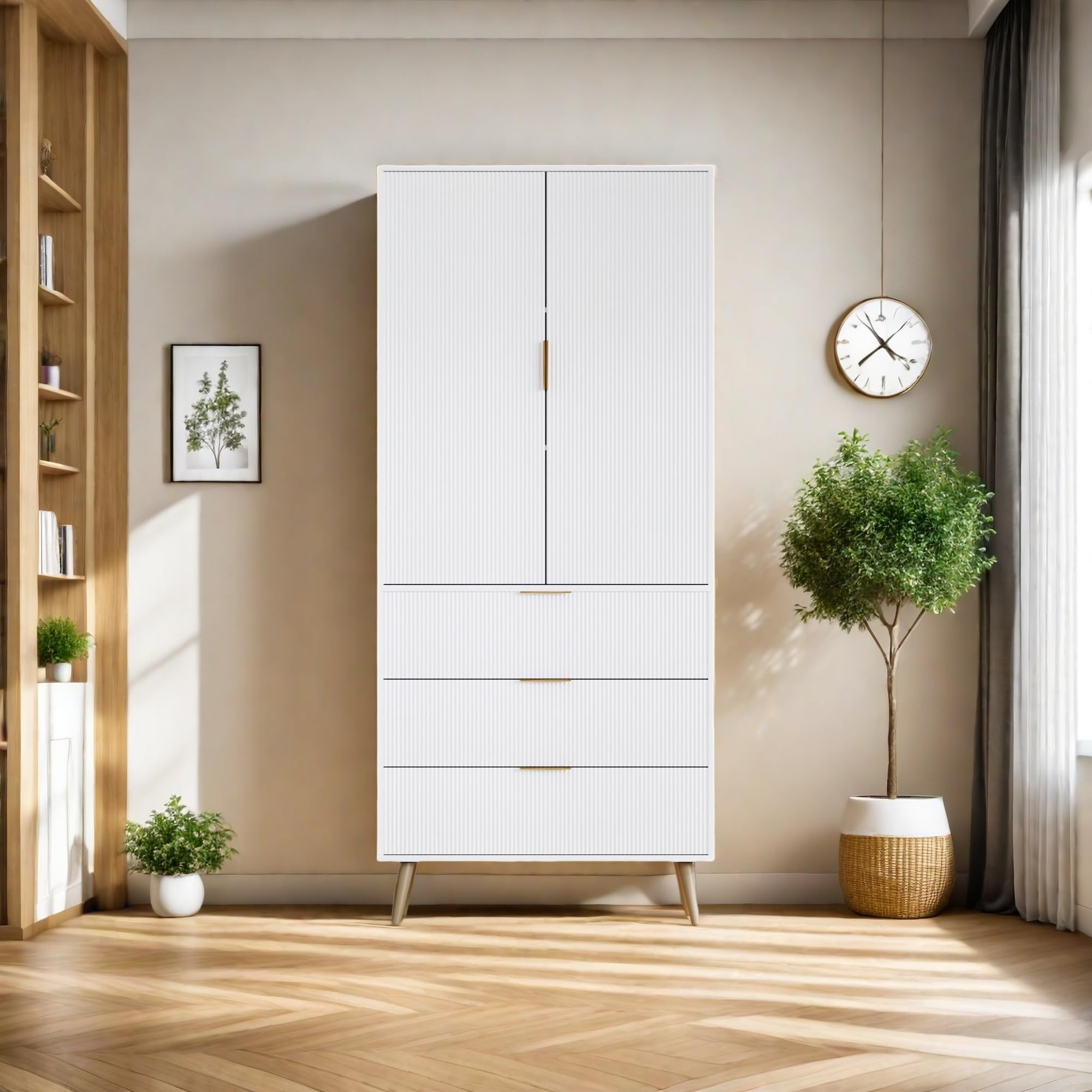 Storage Cabinet, Kitchen Pantry Storage Cabinet with 3 Drawers 2 Doors