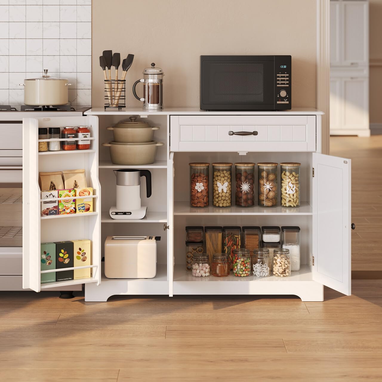 Kitchen Sideboard Buffet Cabinet with Storage Small Coffee Bar Cabinet with Drawer