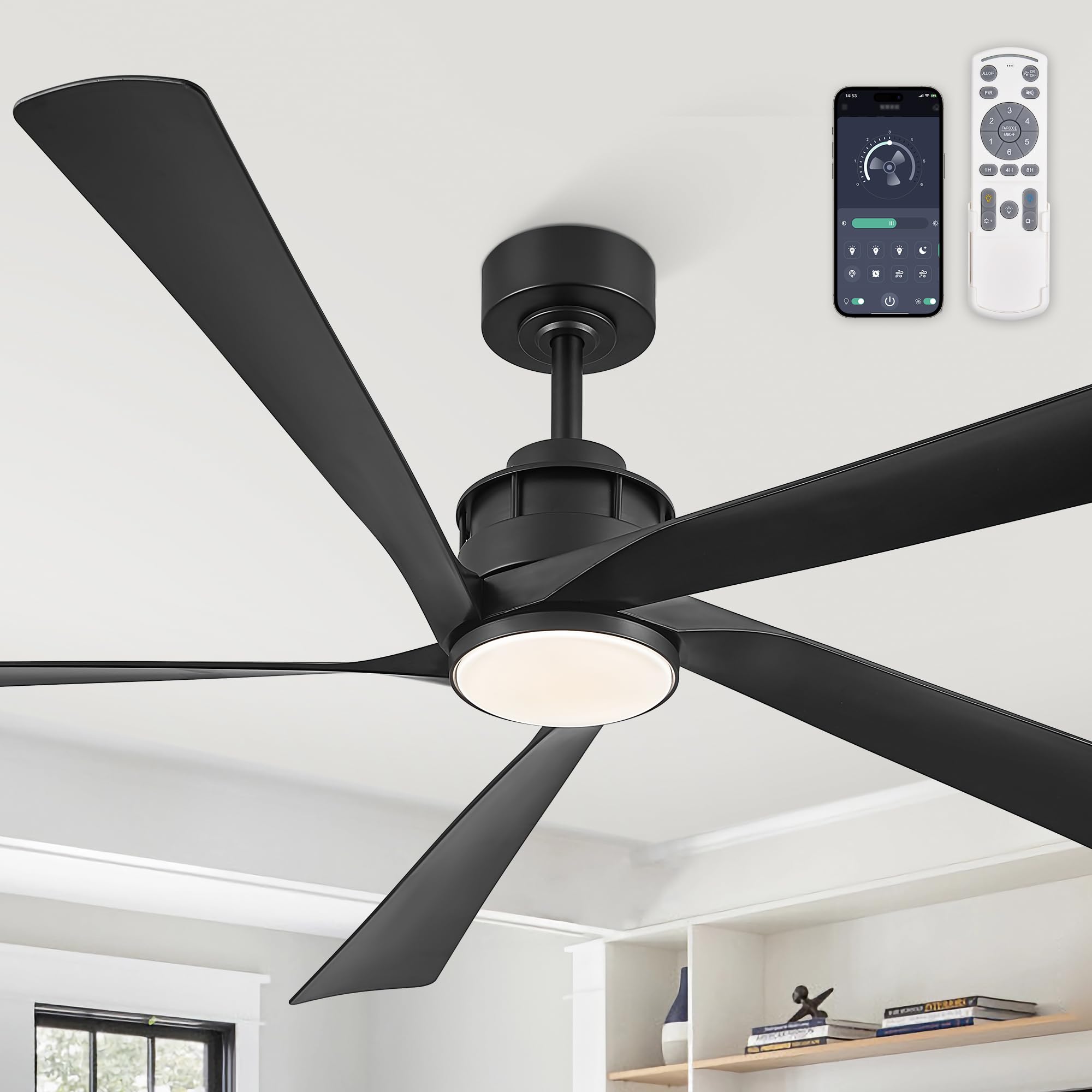 64 Inch Ceiling Fans with Lights and Remote,Smart Ceiling Fan with APP Control