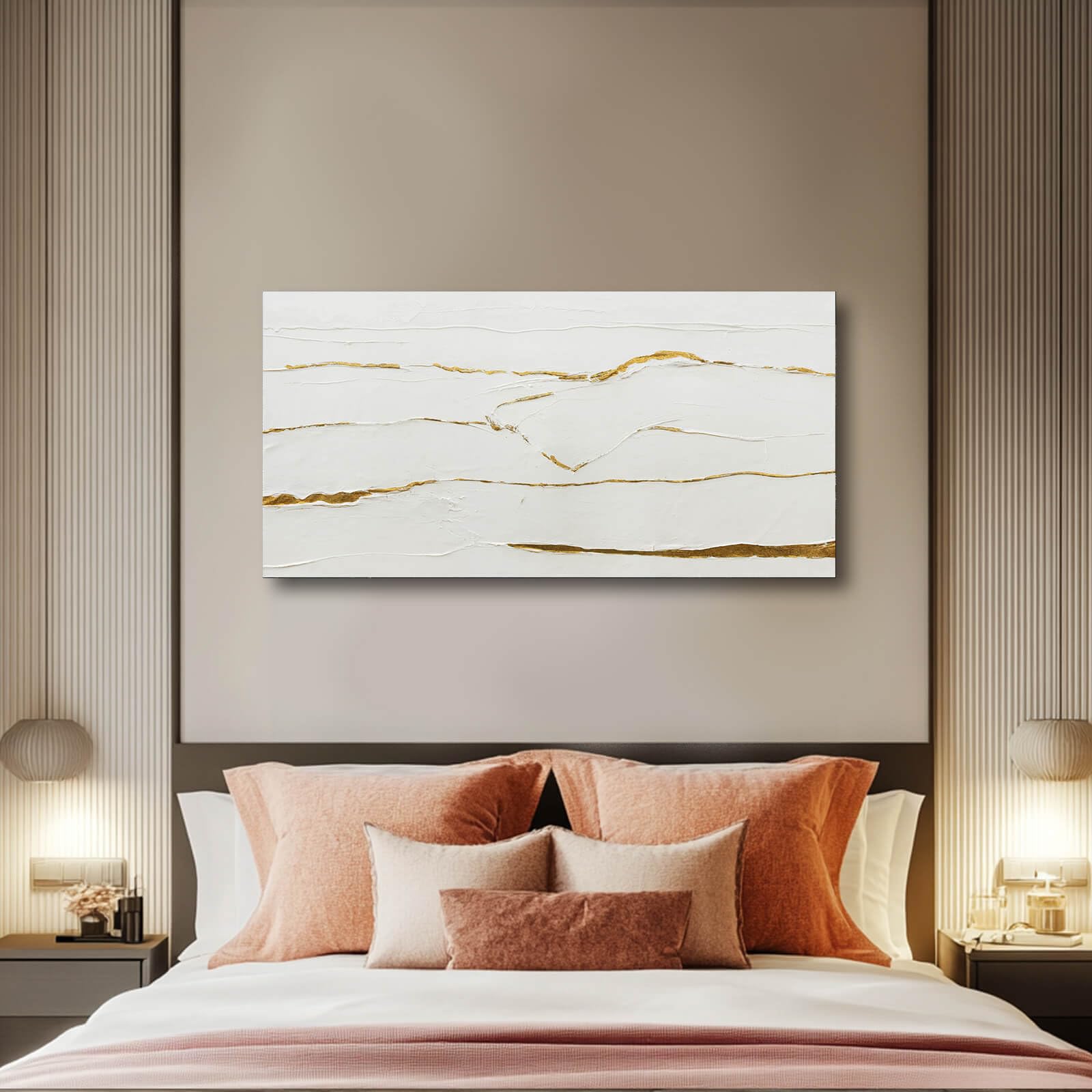 Minimalist Wall Art Gold Line Prints on White Blackground Office Posters White Abstract