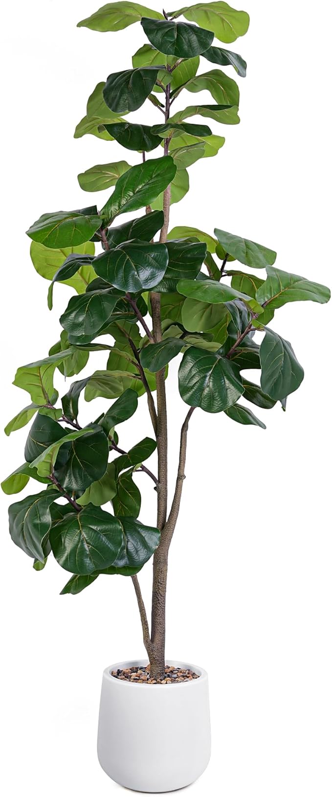 Artificial Fiddle Leaf Tree, 5ft Faux Plant Fake Ficus Lyrata Silk Trees with White Planter