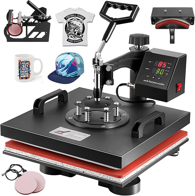 5 in 1 Heat Press Machine, 12x15 inch Swing Away Heat Press for Sublimation