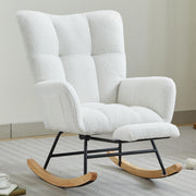 Nursery Rocking Chair, Teddy Upholstered Glider Chair with Footres