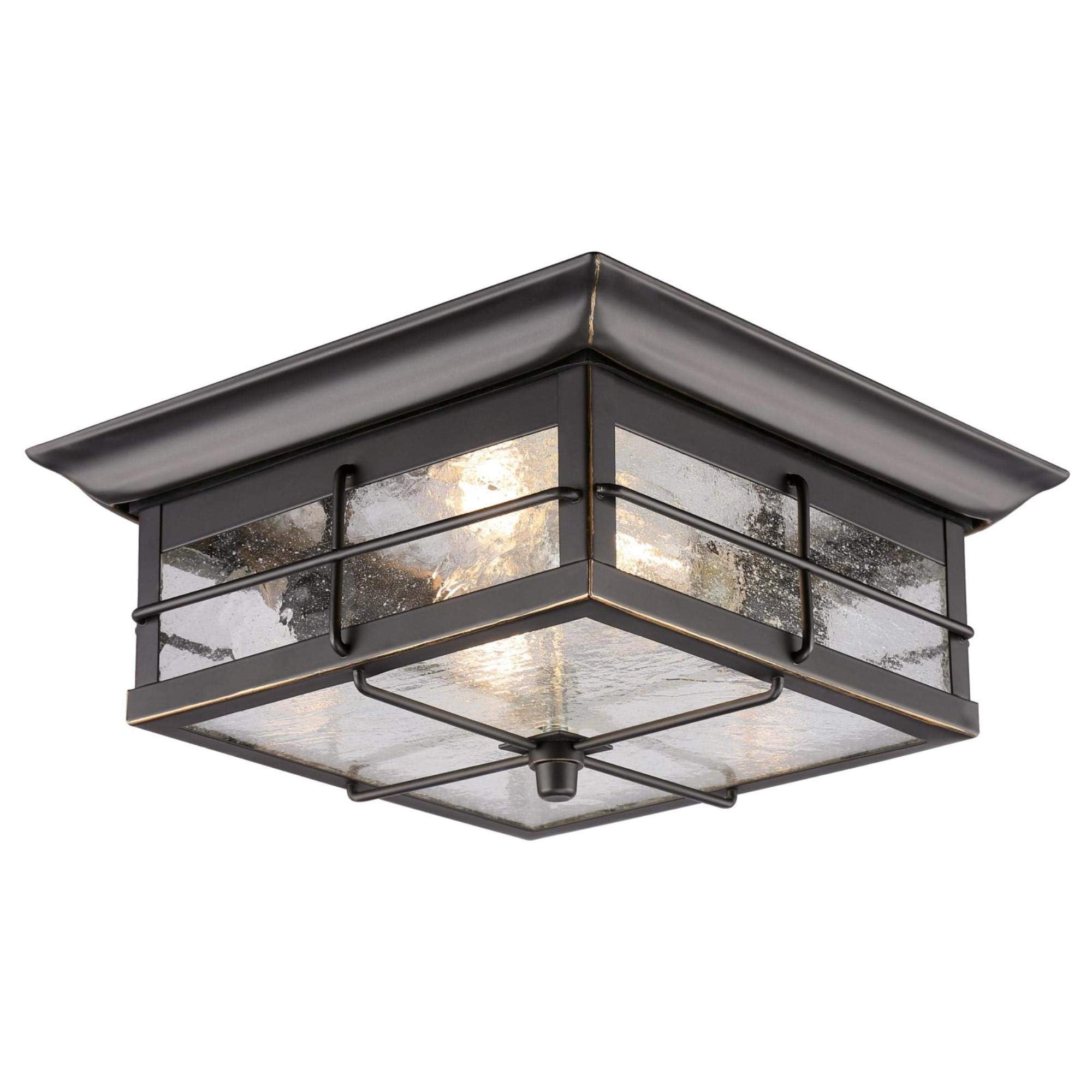 6578400 Orwell 2 Light Outdoor Flush Mount Fixture in Oil Rubbed Bronze and Clear Glass