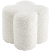 Flower Pouf Ottoman Foot Rest, Sherpa Fabric Poofy Ottoman Footstool for Couch
