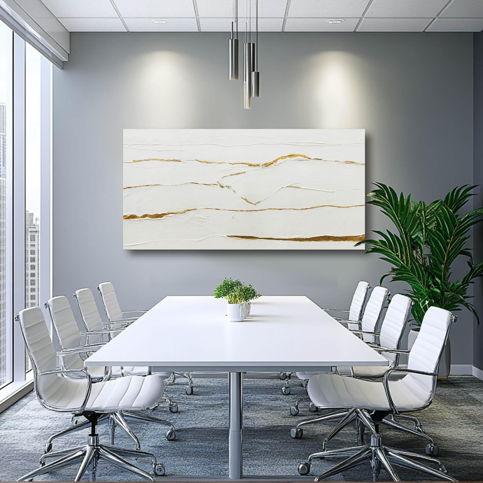 Minimalist Wall Art Gold Line Prints on White Blackground Office Posters White Abstract