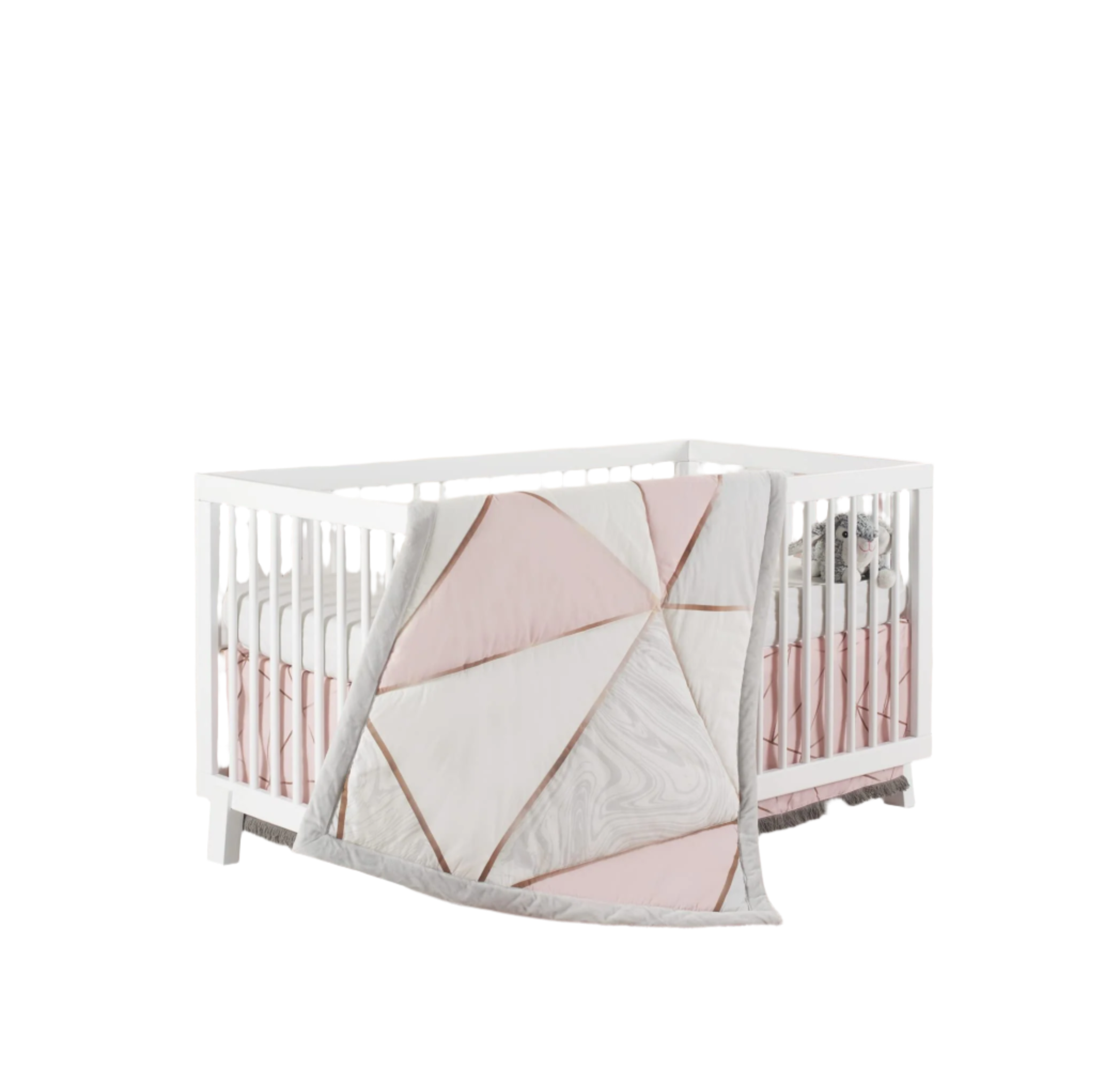 Crib Bedding Set for Girls- 4-Piece Baby Nursery Bedding Crib Set; Geometric