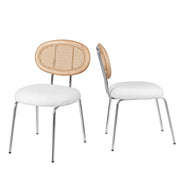 Dining Chairs Set of 2, Cane Back Dining Room Chairs with Solid Wood Back