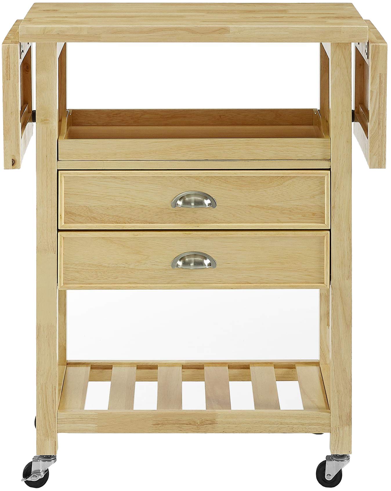 Bristol Drop Leaf Rolling Kitchen Cart with Serving Tray and Shelves