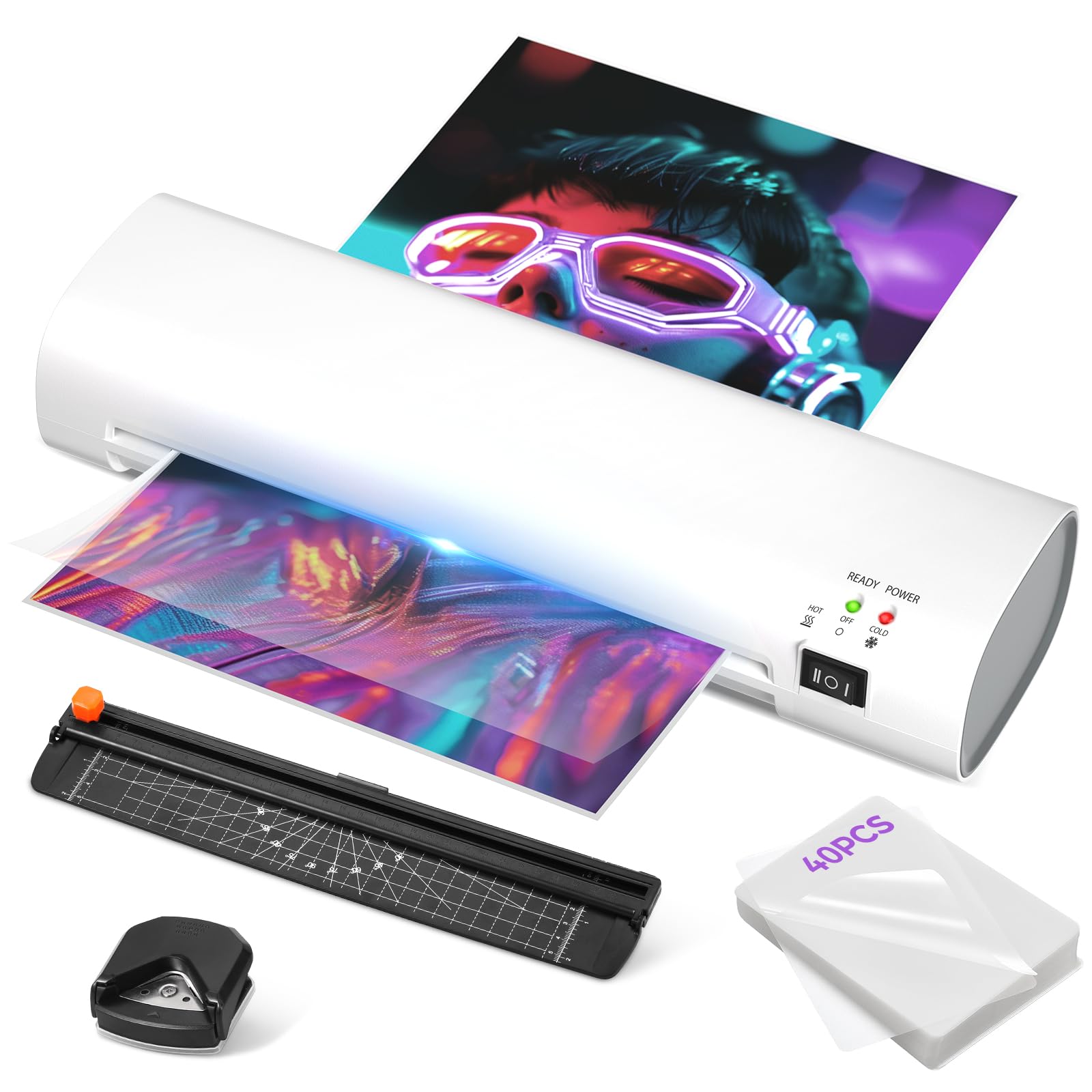 Machine with Never Jam Technology, 40 Laminating Sheets, 4-in-1