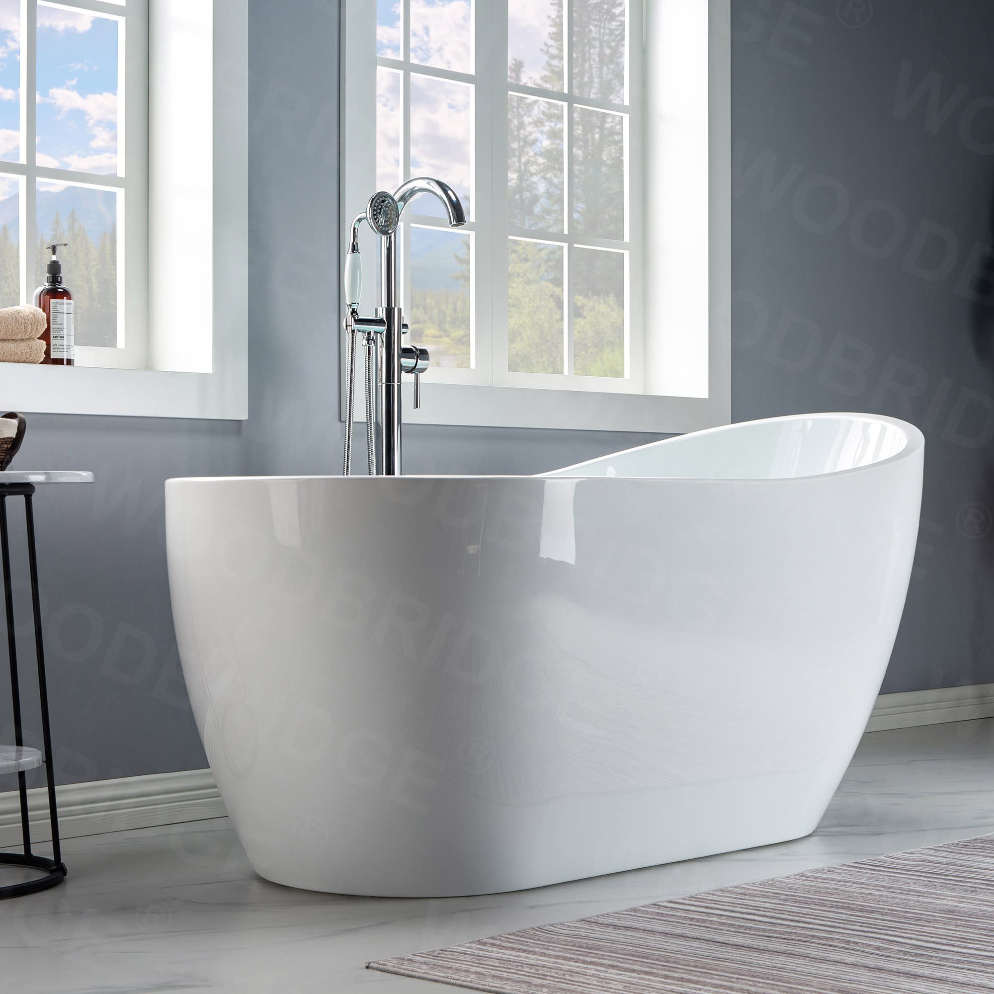 59" Acrylic Freestanding Bathtub Contemporary Soaking White Tub