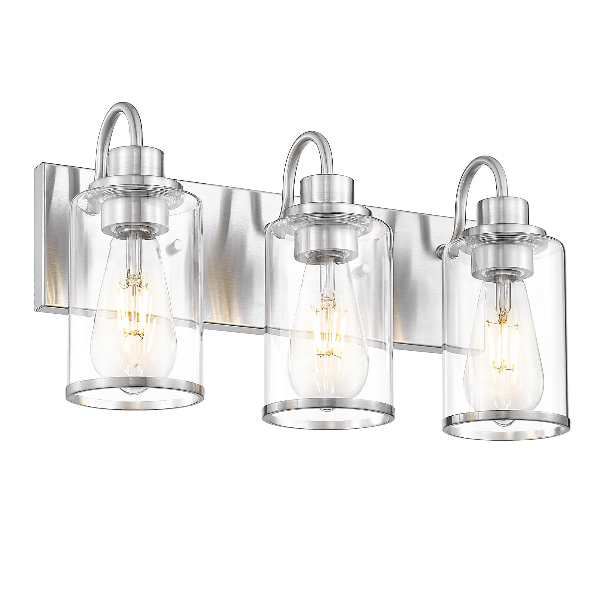 3-Light Bathroom Light Fixtures, Brushed Nickel Bathroom Light Fixtures Over Mirror