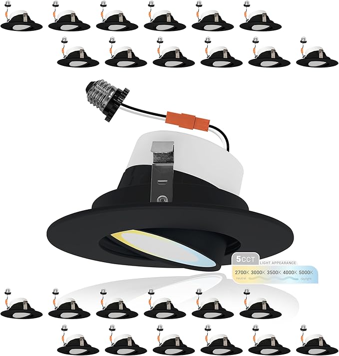 Black 4 Inch Gimbal Retrofit LED Recessed Lighting
