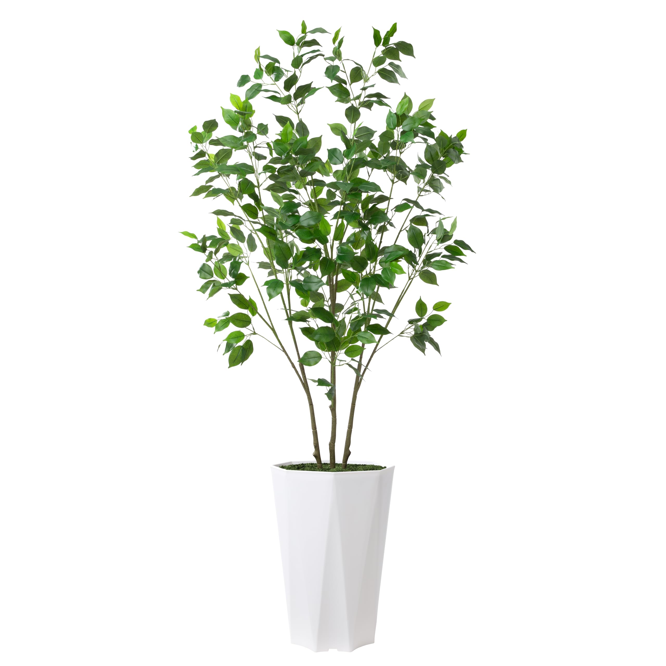 Artificial Ficus Plant Indoor 5FT Fake Tree with White Diamond Planter Faux Ficus