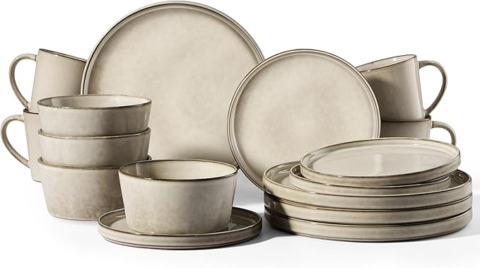Dinnerware Sets, 16-Piece Stoneware Dinner Plates and Bowls