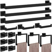 15-Pieces Matte Black Bathroom Accessories Set, 23.6 Inch Bath Towel Bar Set