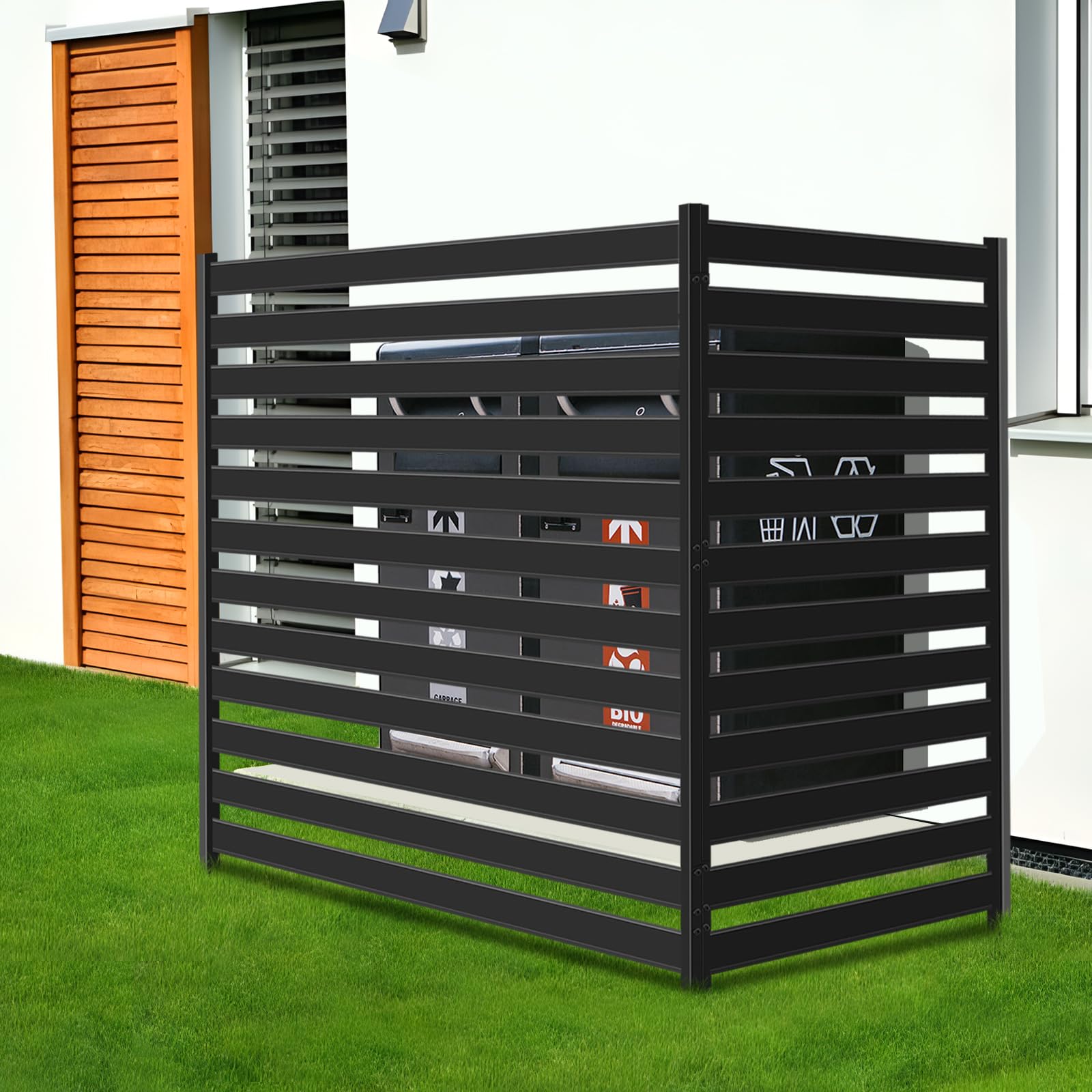 38" W x 48" H Air Conditioner Fence Screen, 2 Panels Metal Privacy Fence