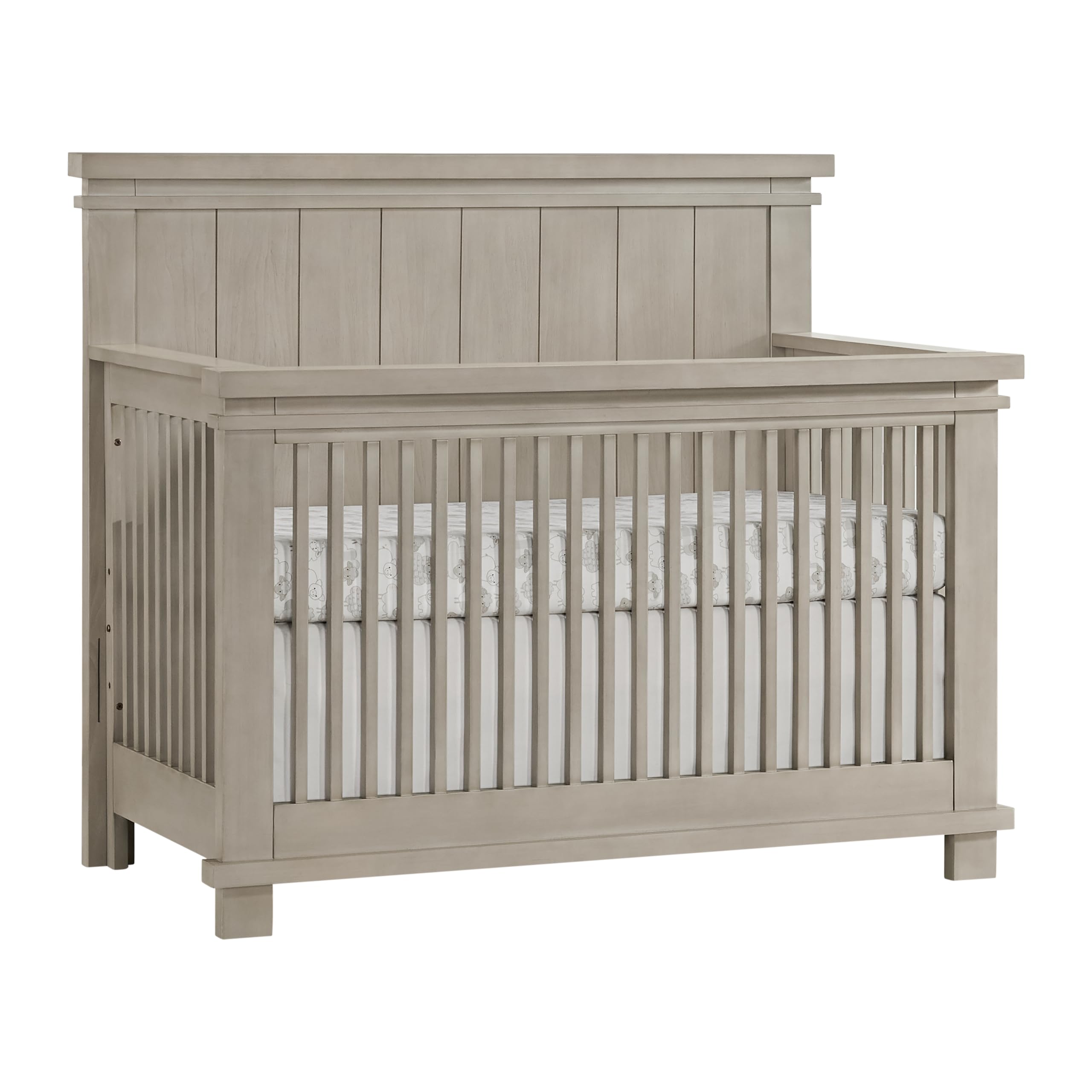 4-in-1 Convertible Crib, Flat-Top Headboard, Smooth Stone Wash
