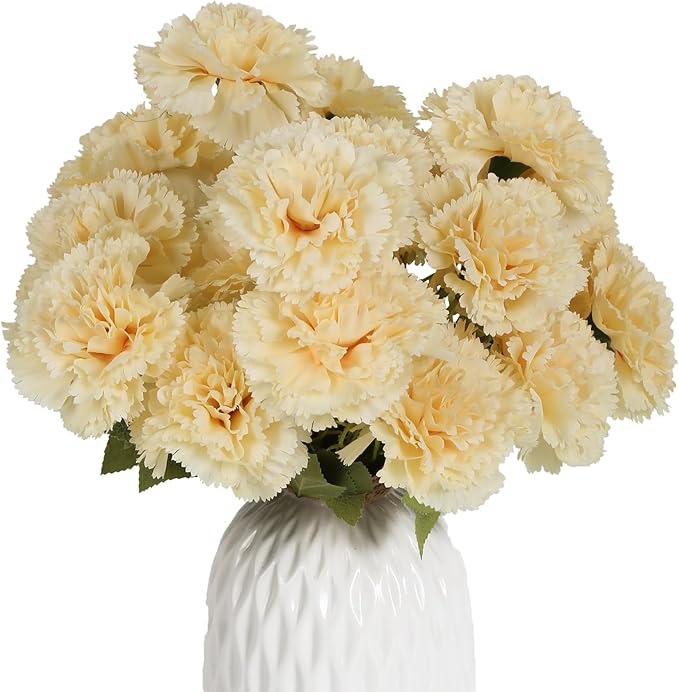 Carnations Artificial Flowers 21 Heads Silk Carnations