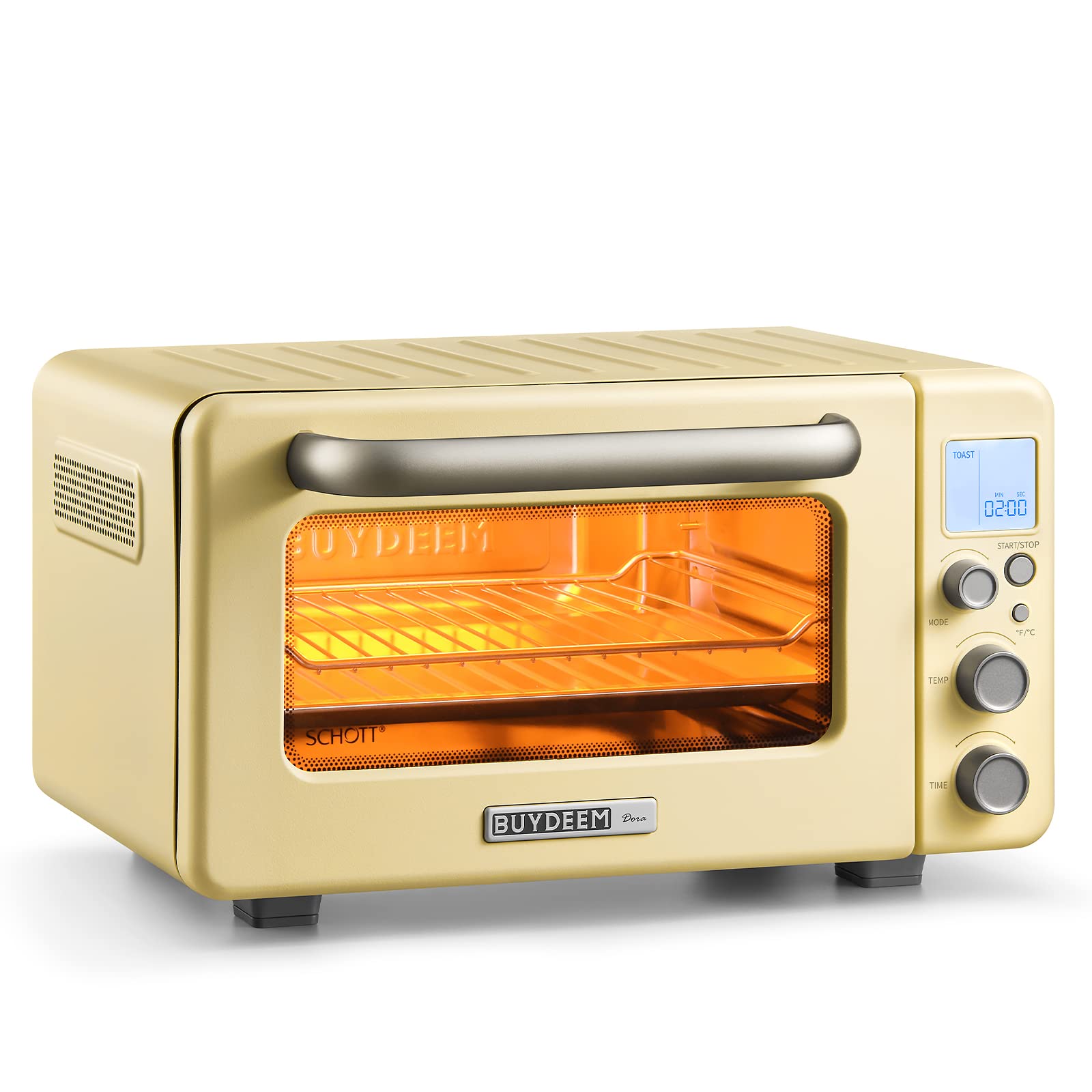 Countertop Toaster Oven 12QT, No Pre-Heat Needed, 7 Cooking Modes, Retro Mini