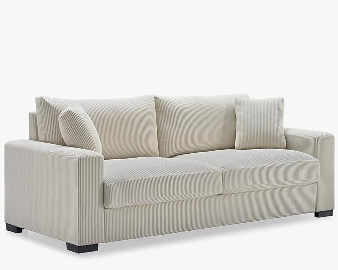 Luxe Corduroy Sofa with 2 Toss Pillows