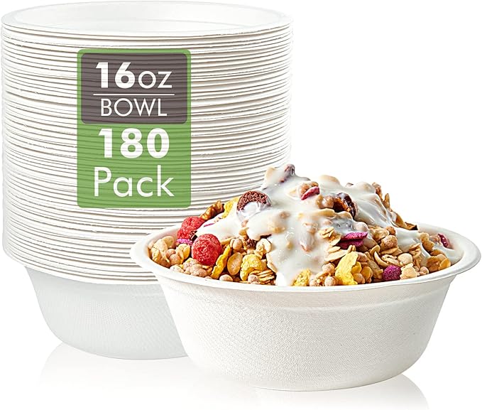 200 Pack 12 OZ Paper Bowls, Disposable Compostable Bowls Bulk