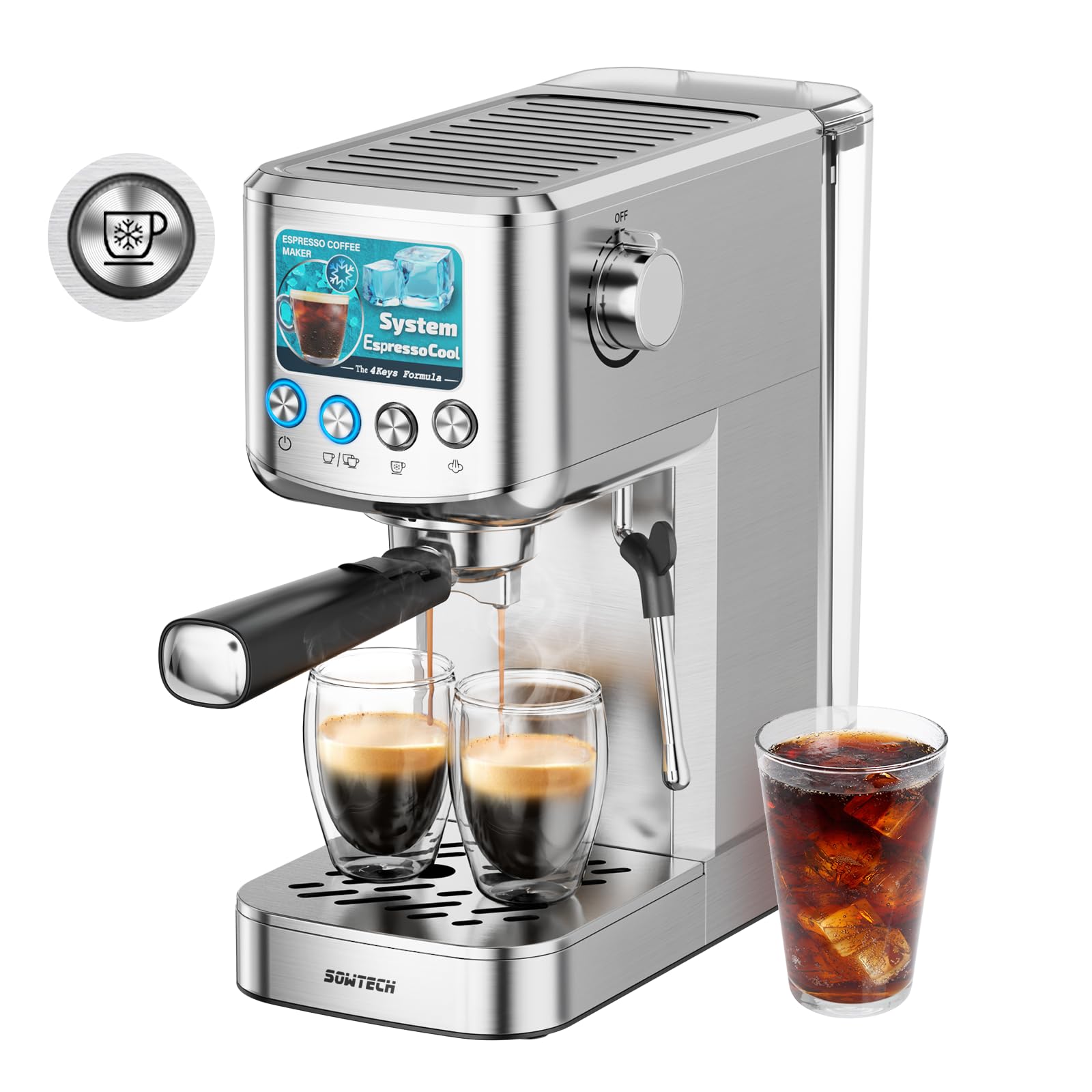 Espresso Machine 20 Bar, Compact Espresso Maker with Milk Frother