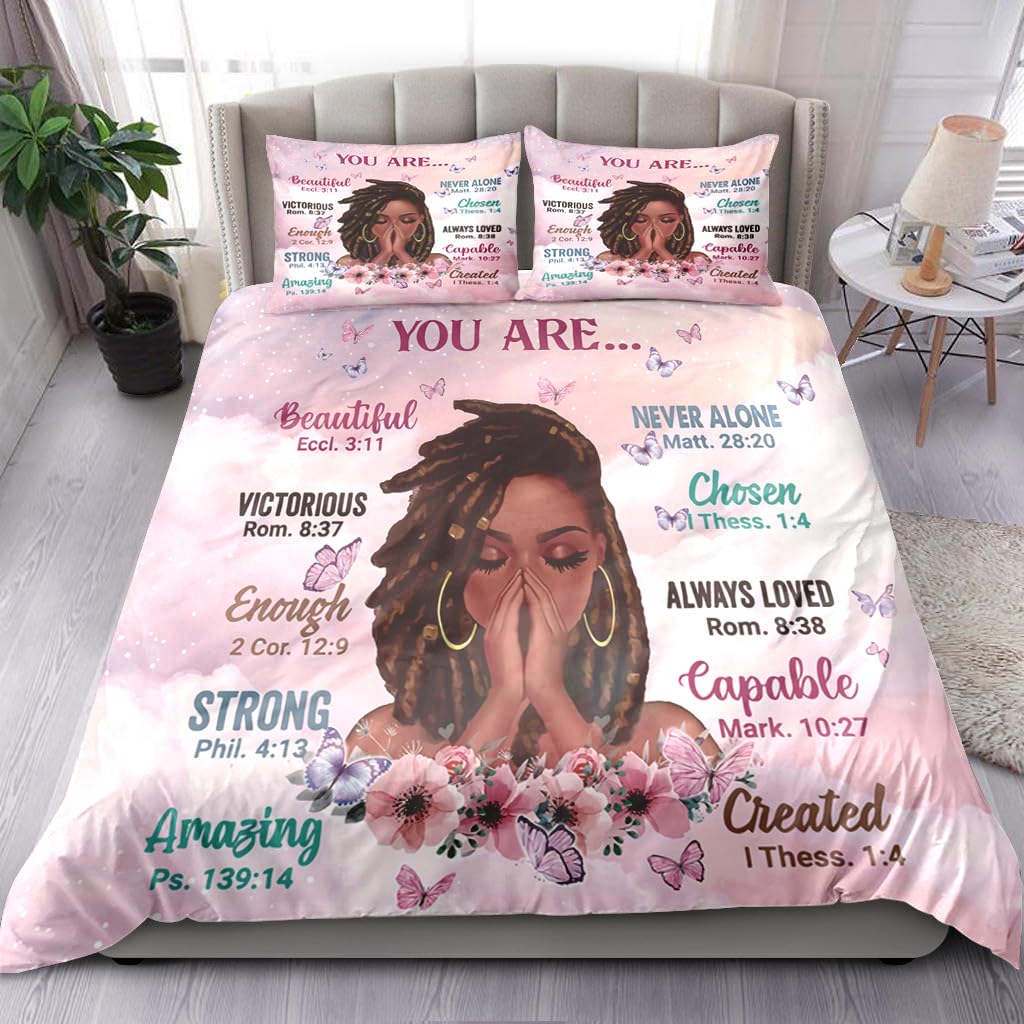 Kids Comforter Sets Full Size, Prayer Girl and African American Girl Inspirational