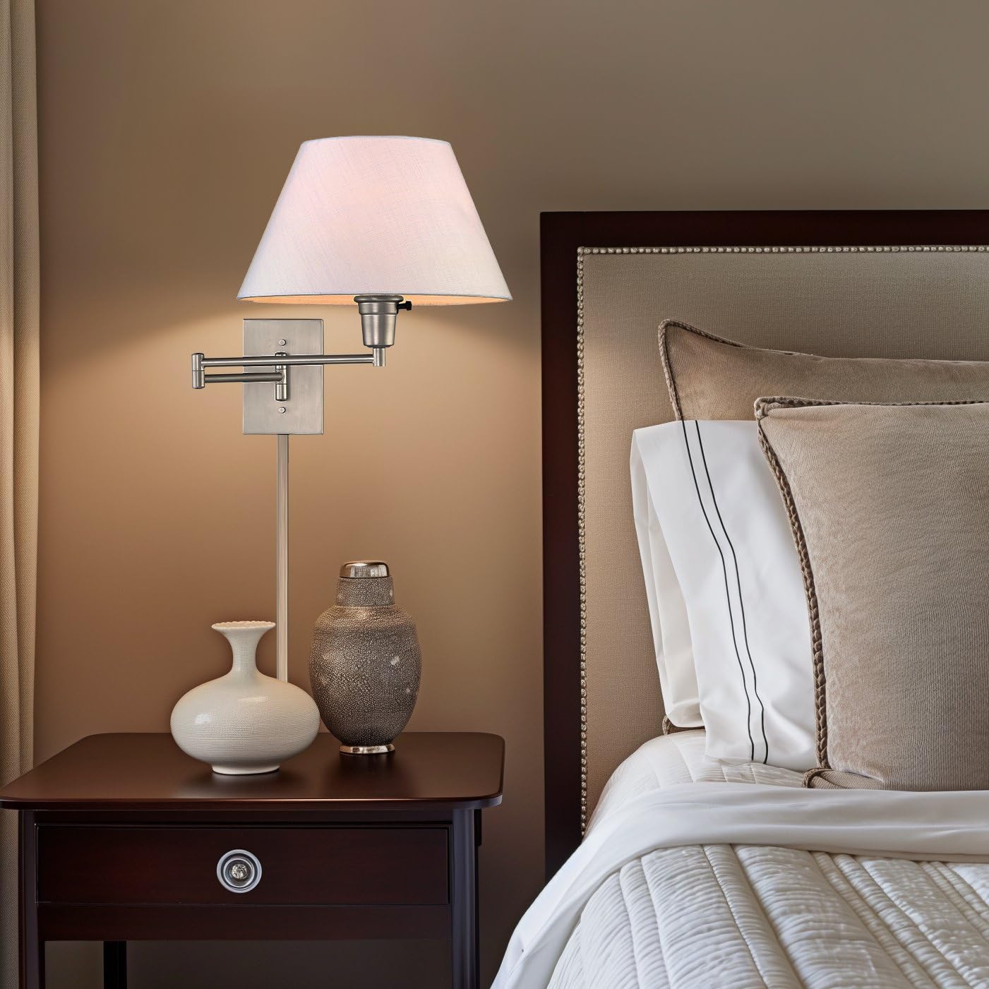 Cambridge 15" Swing Arm Wall Lamp - Plug in/Wall Mount + White