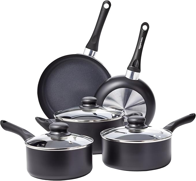 Non Stick Kitchen Cookware 15-Piece Set, Non-Induction, Includes Pots, Pans, and Utensils