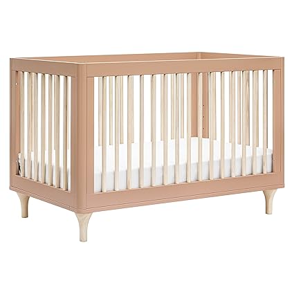 3-in-1 Convertible Crib with Toddler Bed Conversion Kit in White and Natural