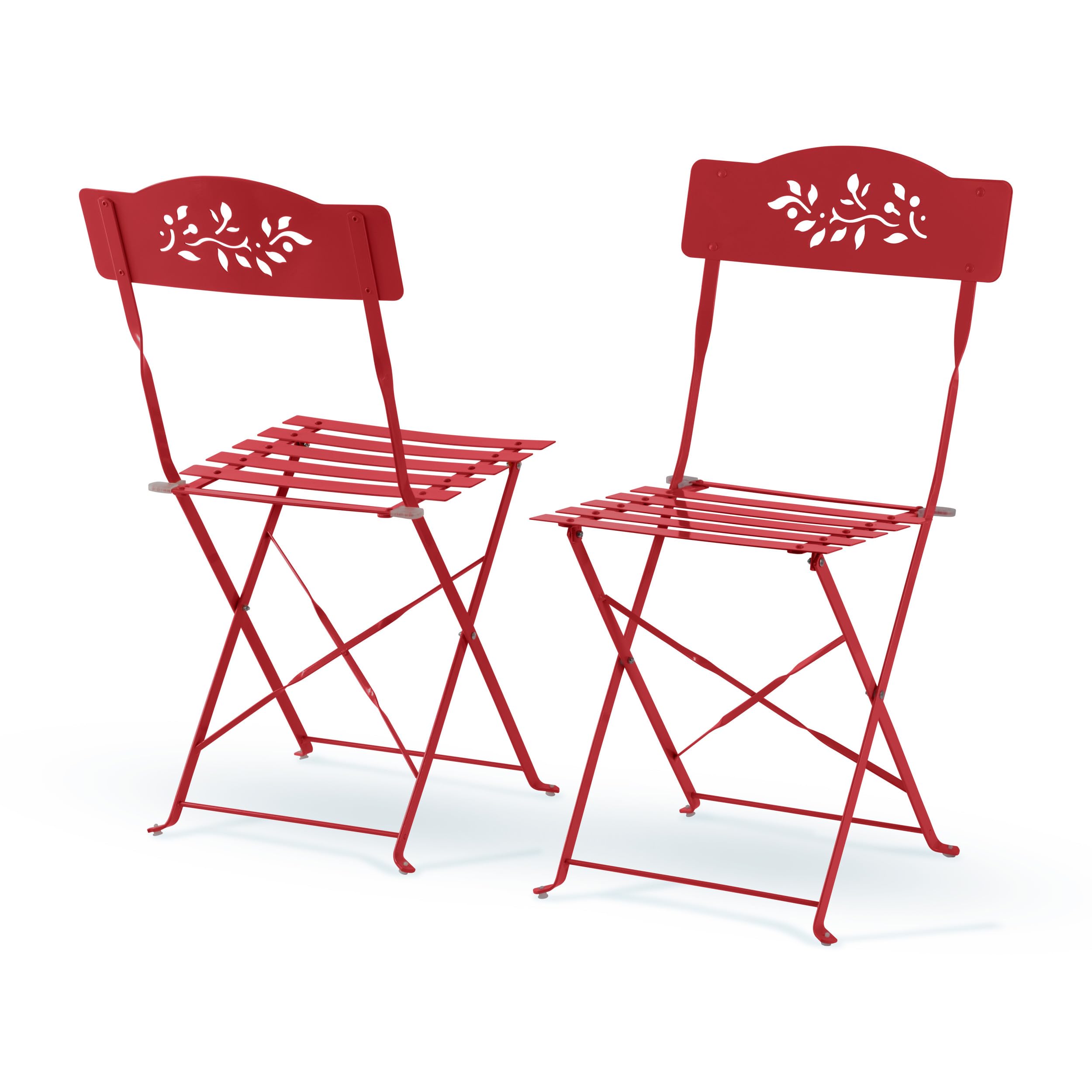 Indoor/Outdoor 3-Piece Bistro Set Folding Table and Chairs Patio Seating, Red