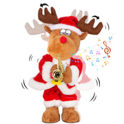 Electric Reindeer Toy with Singing, Dancing, and Saxophone Playing, Christmas
