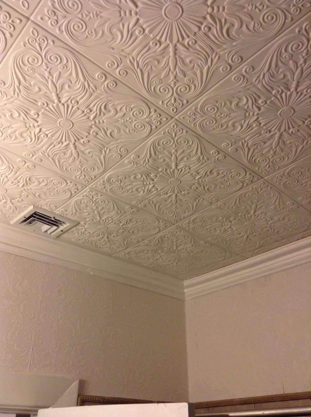 Spanish Silver Foam Glue-up Ceiling Tile (21.6 sq. ft./Case), Pack of 8, Plain White