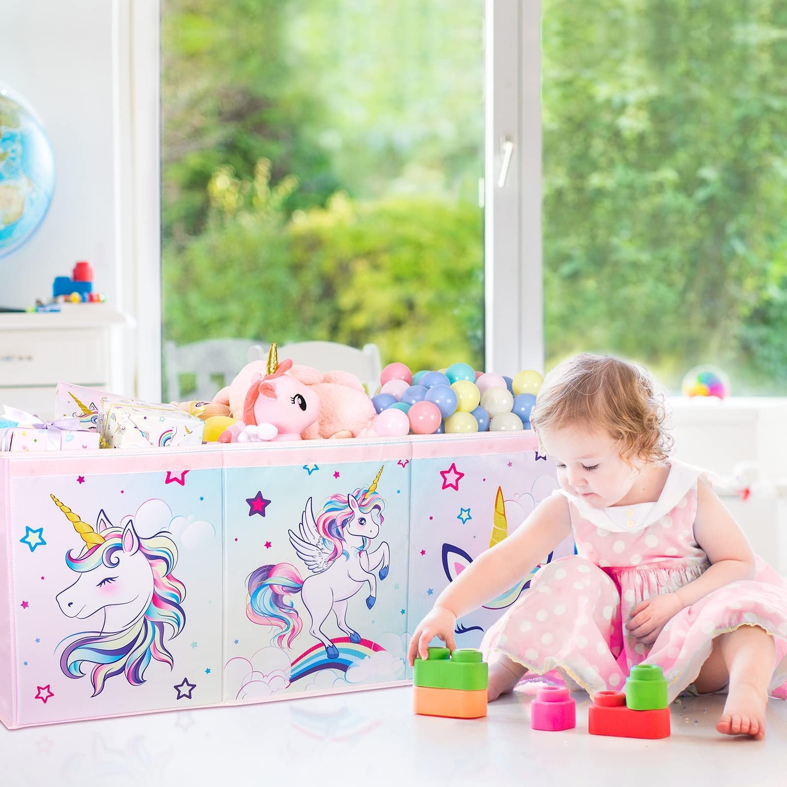 Extra Large Toy Chest - Unicorn Toy Box Chest Organizer with Flip-Top Lid Collapsible Sturdy