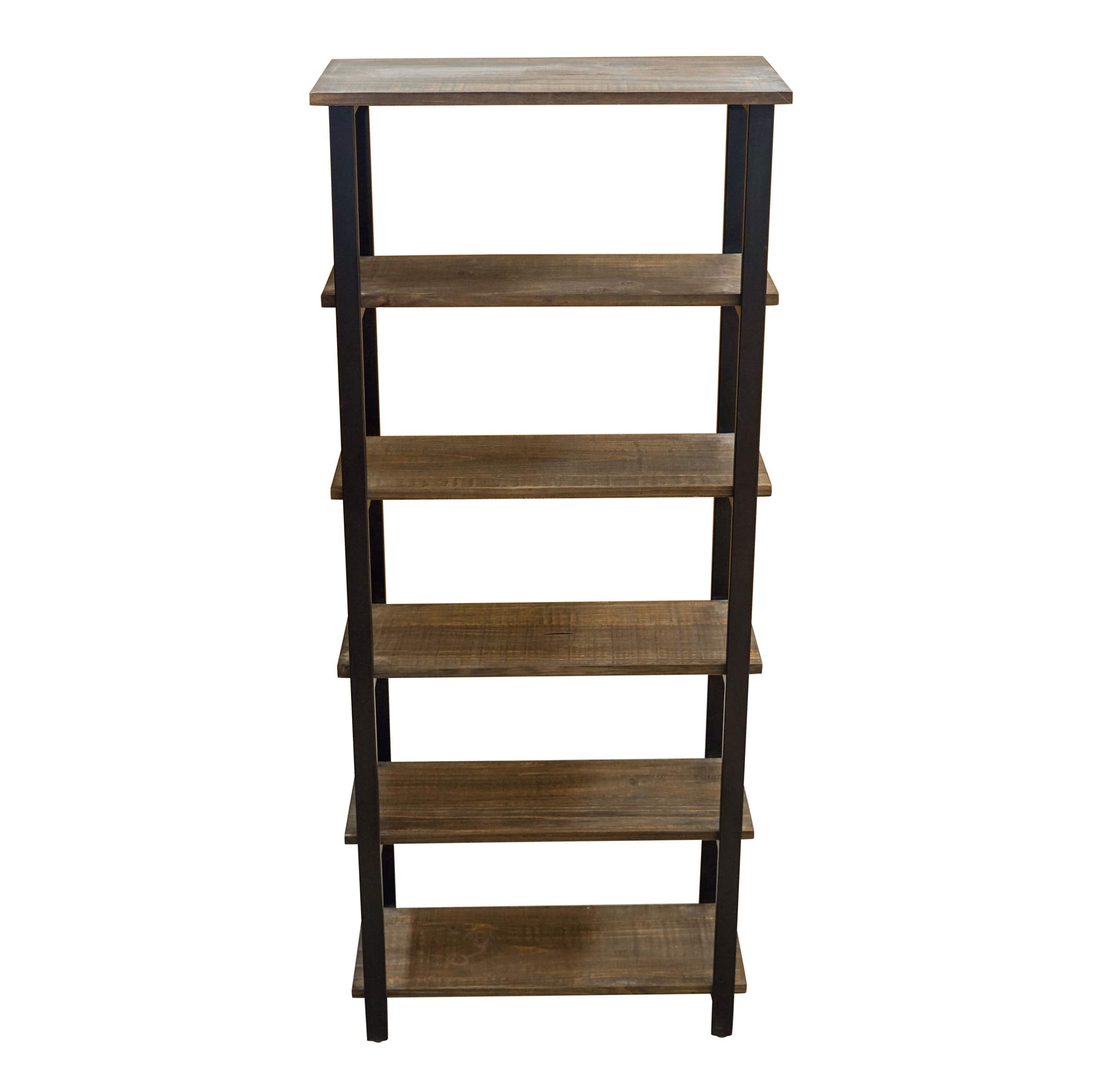 Pomona 70-Inch Tall 5-Shelf Solid Solid Wood & Metal Bookcase
